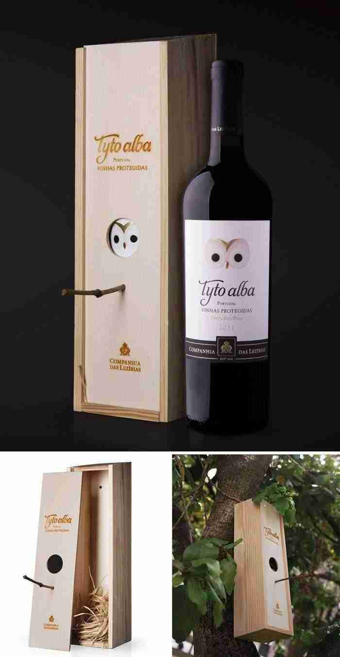 Caja de madera para botellas de vino que se puede convertir en una casa para pájaros