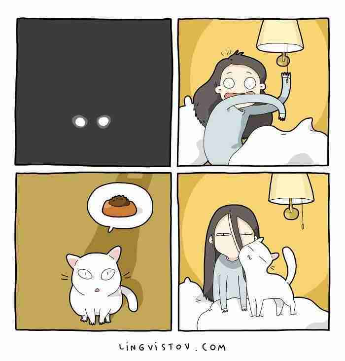 I Illustrate What It's Like To Live With A Cat In 18 Comics