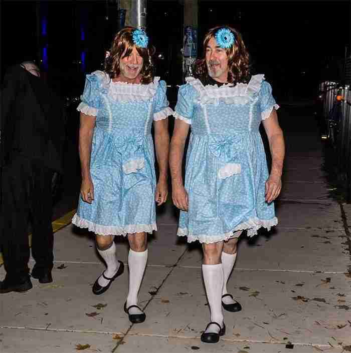 Actor Bruce Willis And Assistant Stephen J. Eads As The Shining's Grady Twins