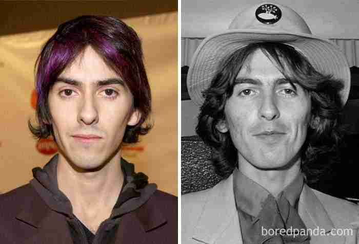 Dhani Harrison y George Harrison a los ventitantos