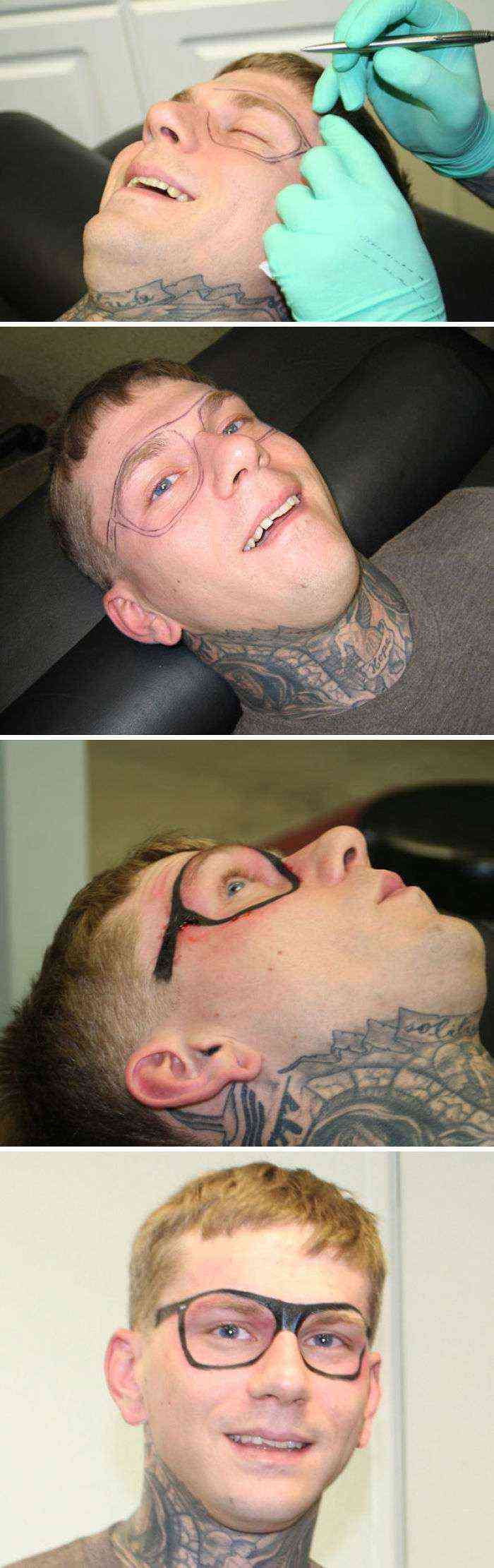 Se ha tatuado gafas en la cara