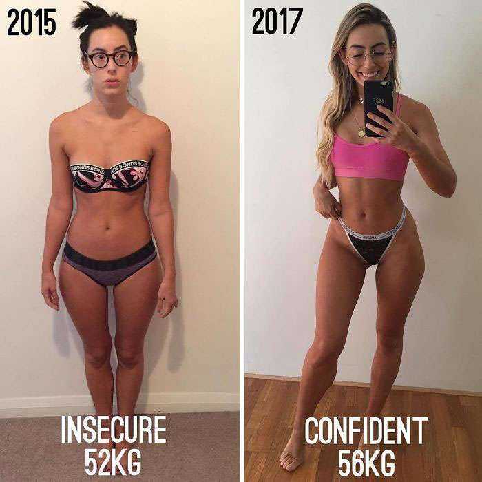 ¿Sabes cuál es la diferencia entre las fotos? La ropa interior y mi nivel de confianza