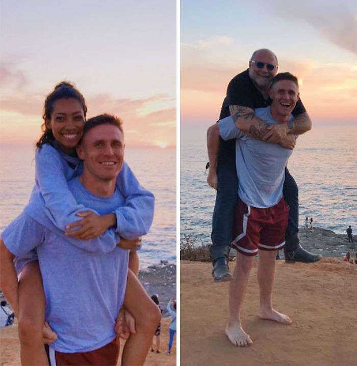 Mi amiga quería una foto a caballito en la playa, y un motero que nos vio dijo que también quería una