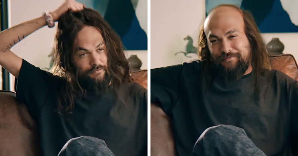 Jason Momoa se quita los músculos y el pelo en un curioso anuncio