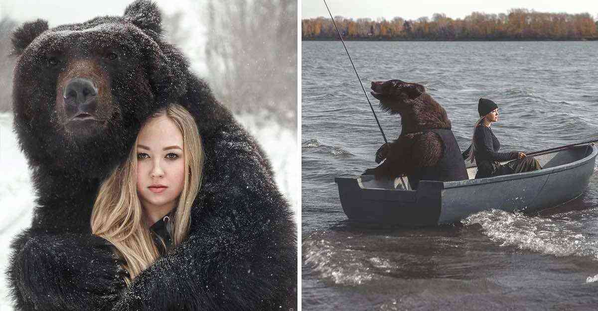Une femme a sauvé un ours abandonné alors qu’il était petit il est maintenant son fidèle compagnon. Ils vont à la pêche ensemble