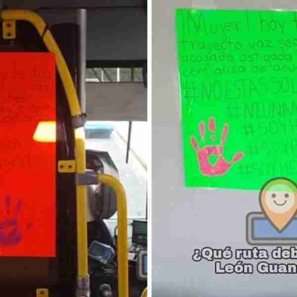 “En este trayecto vas segura”: Chofer de bus puso carteles para cuidar a mujeres del acoso. Las apoya
