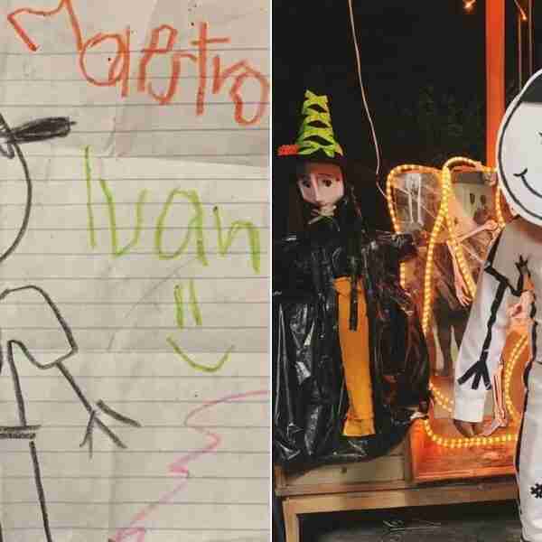 Este profesor se disfrazó del dibujo que le hizo su alumna fallecida para hacerle un homenaje