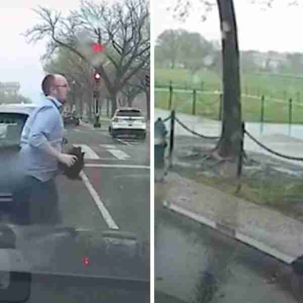 Hombre se bajó de su carro para regalar paraguas a persona discapacitada. La protegió de la lluvia