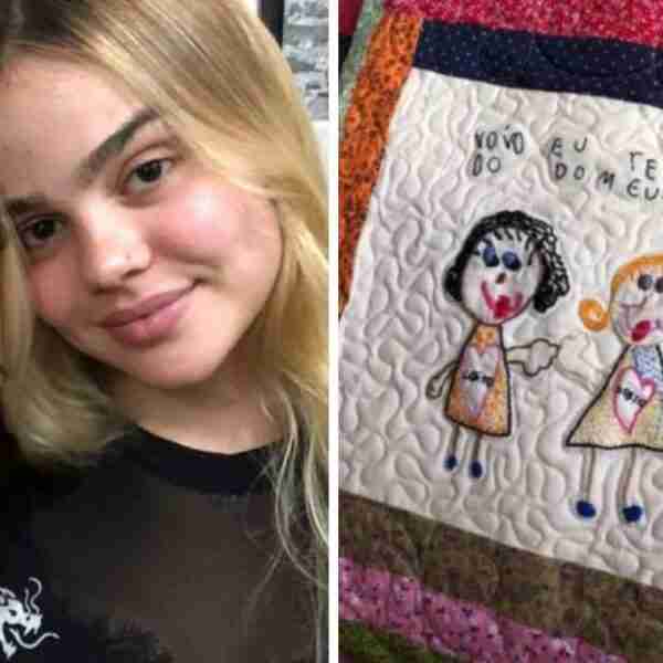 Abuela bordó en una colcha los dibujos que su nieta hizo de niña como regalo. Un cumpleaños especial