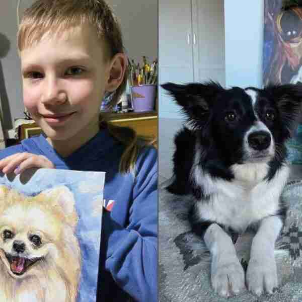 Este niño pinta cuadros para alimentar y ayudar animales abandonados.