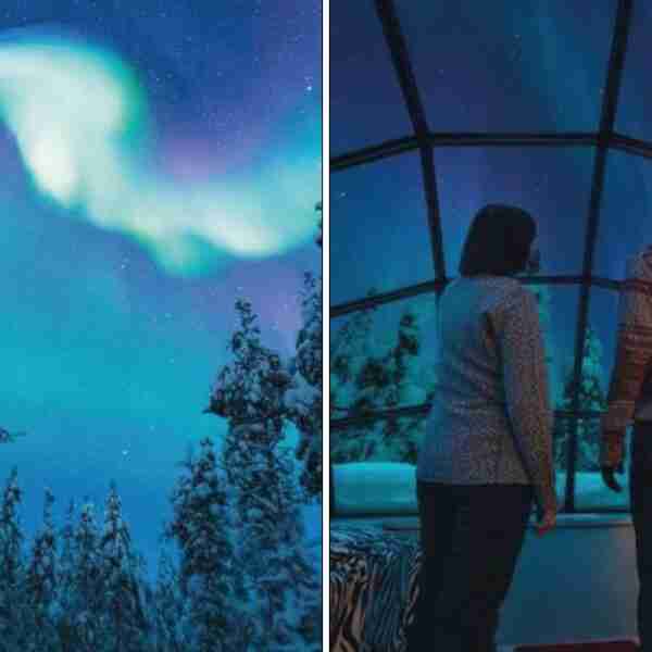 Los increíbles iglús de cristal para ver las auroras boreales en Finlandia
