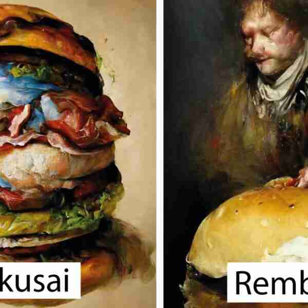 Ilustrador recrea cómo sería una deliciosa hamburguesa pintada por artistas famosos