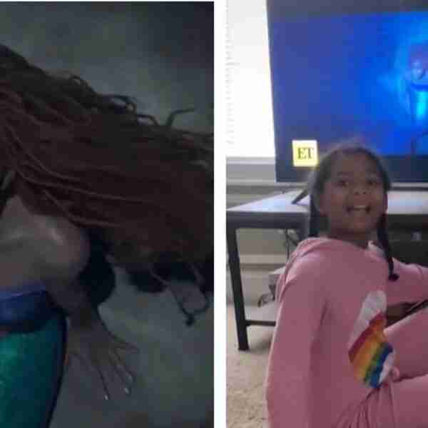 Niña afroamericana inmensamente feliz al verse representada en el tráiler de La Sirenita