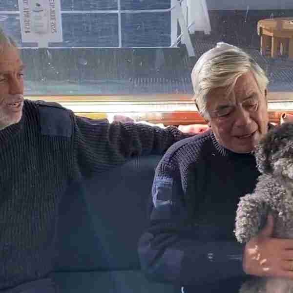 Dos marineros y un perrito fueron rescatados del mar tras extraviarse por 1 semana. Lo protegieron