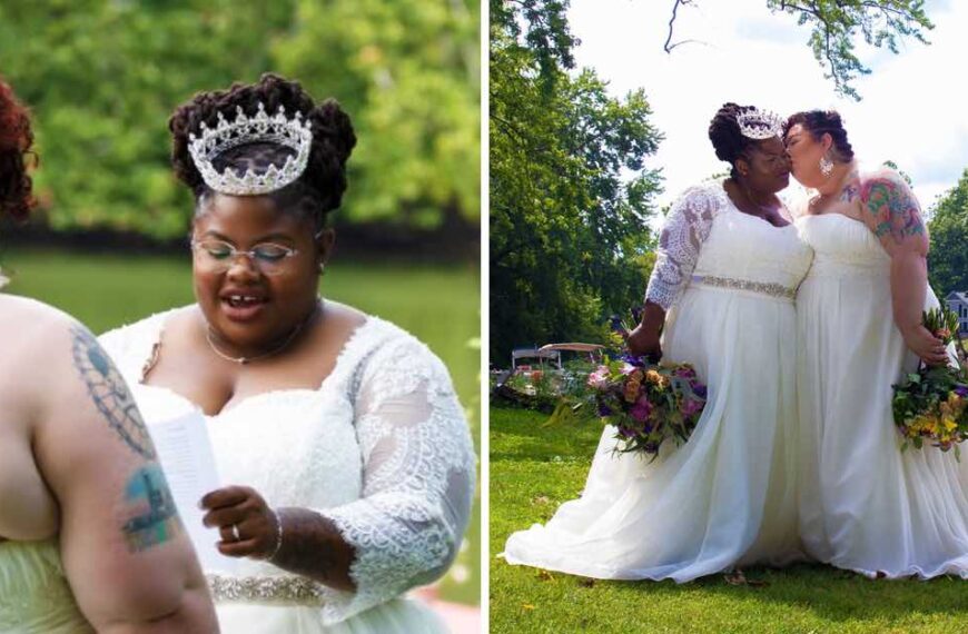 Lesbian couple ties the knot in an intimate ceremony after their parents decline to attend, proving they only need each other.